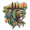 bear mountain forest tattoo design idea
