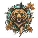 bear mountain forest tattoo design idea
