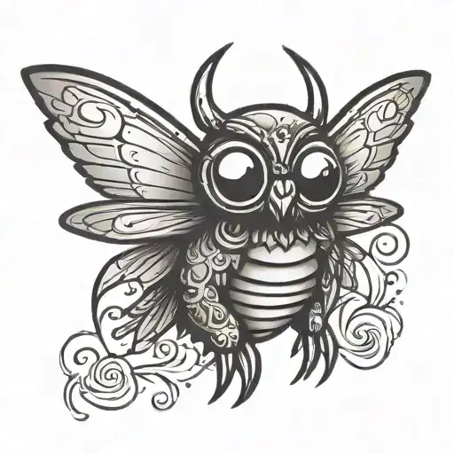 cute mothman cryptid tattoo design idea