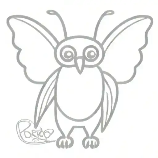 cute mothman cryptid tattoo design idea