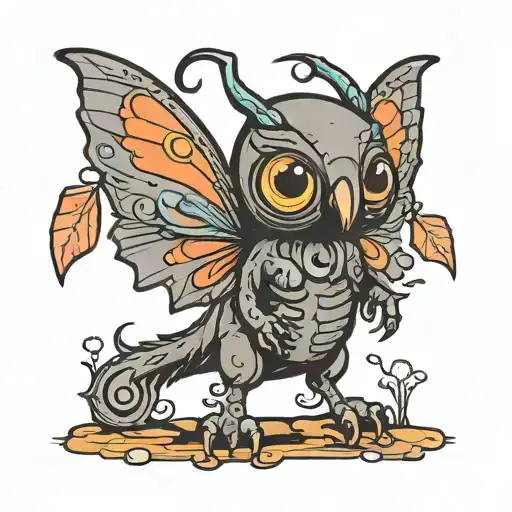 cute mothman cryptid tattoo design idea