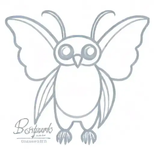 cute mothman cryptid tattoo design idea