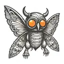 cute mothman cryptid tattoo design idea