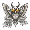 cute mothman cryptid tattoo design idea