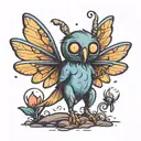 cute mothman cryptid tattoo design idea