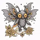 cute mothman cryptid tattoo design idea