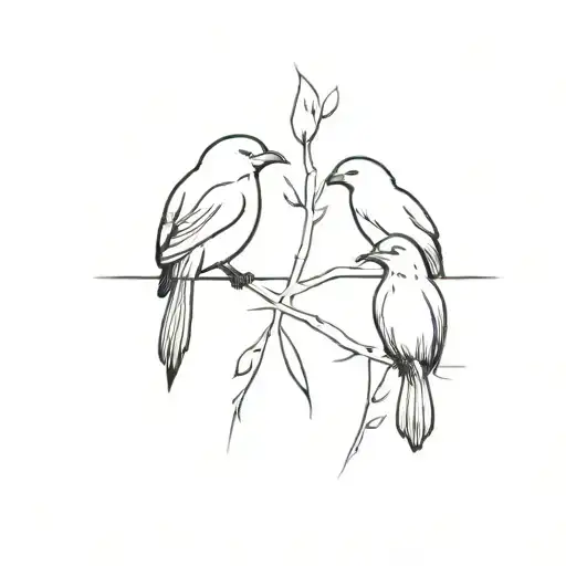 Russian  and nicarguan birds  with year 2006 fine line tattoo design idea