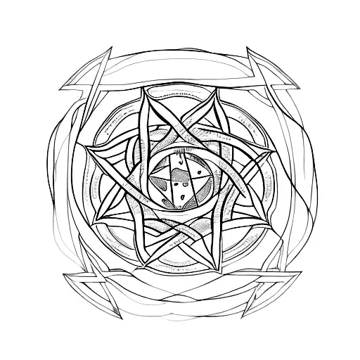 A mystical pentagram incorporating elements of knowledge and wisdom tattoo design idea