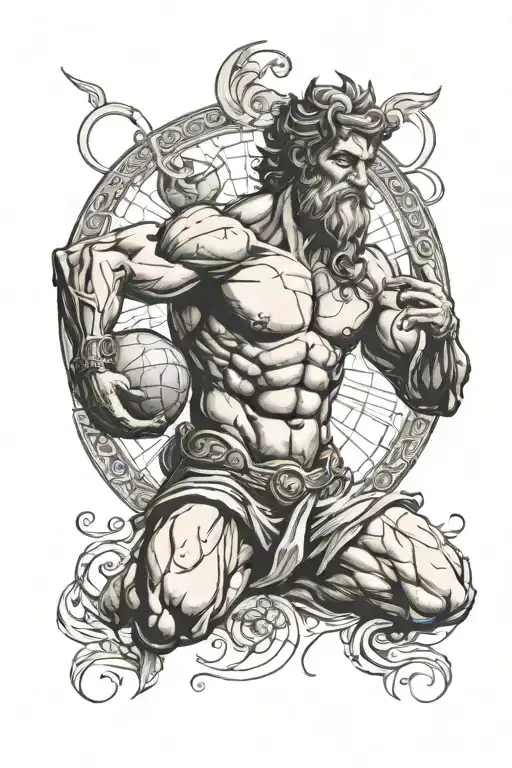Greek god atlas holding the world tattoo design idea