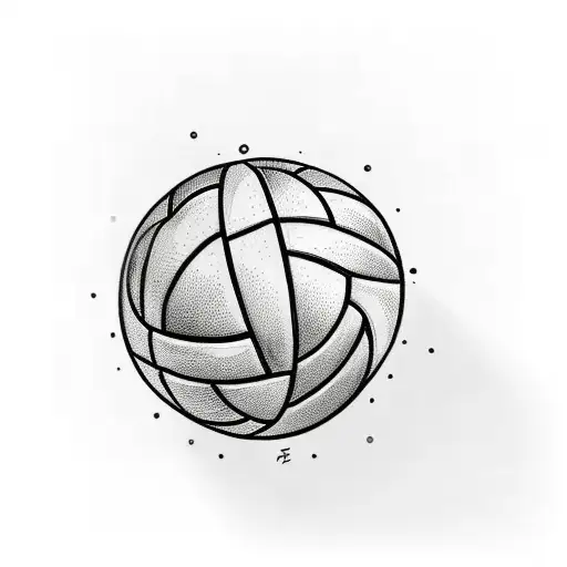 A sketch-style tattoo of a volleyball merging with a guitar, representing the client's love for both sports and music tattoo design idea
