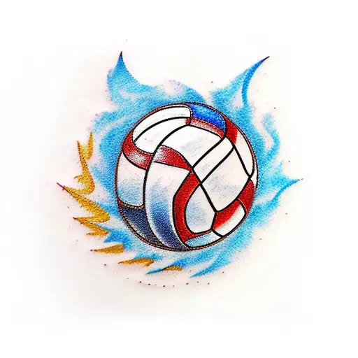 A sketch-style tattoo of a volleyball merging with a guitar, representing the client's love for both sports and music tattoo design idea