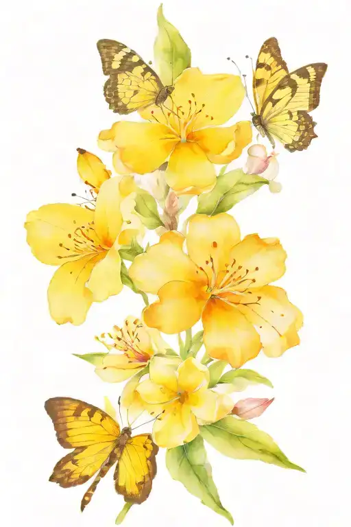 december and may birth flowers with buttrflies  tattoo design idea