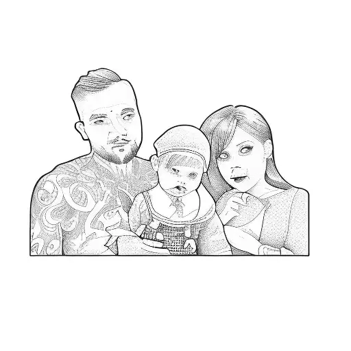 a family posing for a picture tattoo design idea