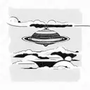 ufo around saturn, space  tattoo design idea