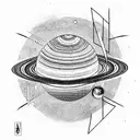 ufo around saturn, space  tattoo design idea
