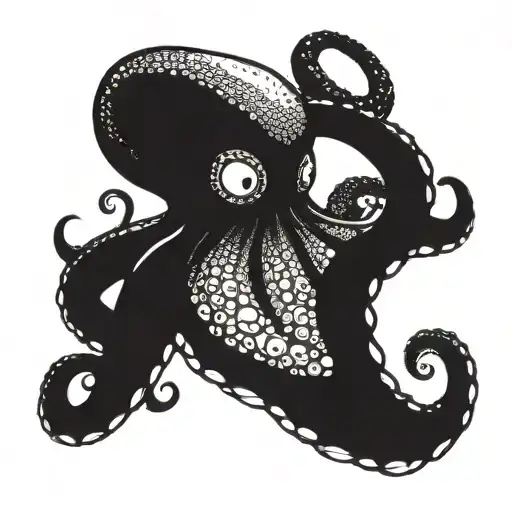 black octopus with carabera face tattoo design idea