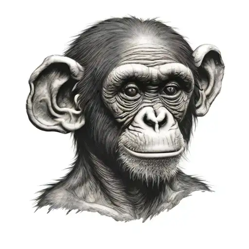 chimpanzee with no front teeth tattoo design idea