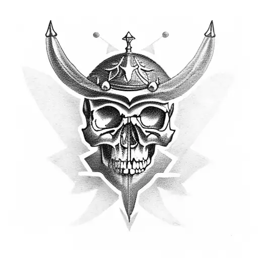 skull and chopper old school  tattoo design idea
