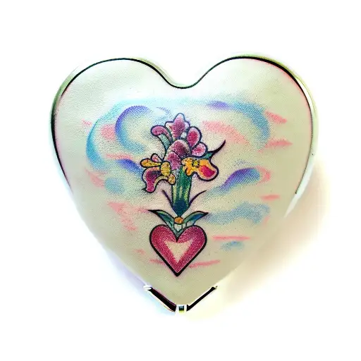 heart shaped pocket watch time 3pm, infant handprint, gladiolus on the side tattoo design idea