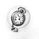 heart shaped pocket watch time 3pm, infant handprint, gladiolus on the side tattoo design idea