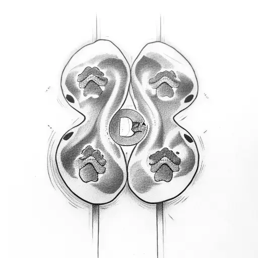 dog paws with initials B and L tattoo design idea