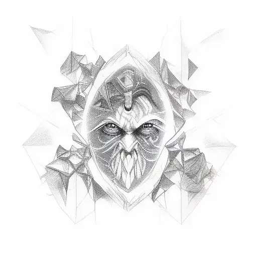 Shadow Struggle, Matrix Illusions, Psyche Depths, Cosmic Paradox Tattoo tattoo design idea