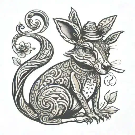 kangaroo smoking bufo alvarius dmt tattoo design idea