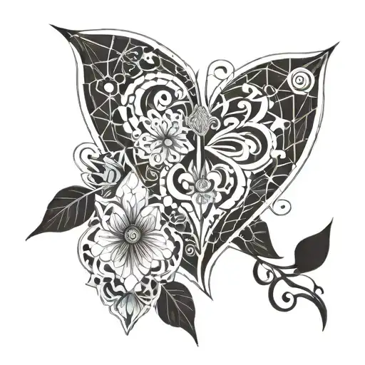 two heart vawes that come togegher into a flower and has a Leo in background  tattoo design idea