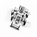 Formula One car racing through a mountain range tattoo design idea