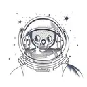 astronaut playing guitar in space bright colour  tattoo design idea