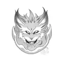 kurama from naruto with akatsuki clouds as background tattoo design idea