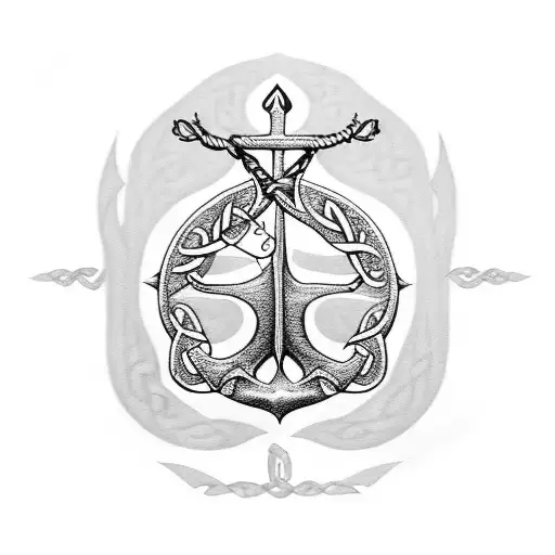 Tree of life with celtic anchor tattoo design idea