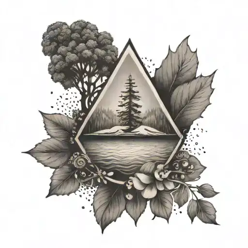 A symbolic tattoo representing the balance between nature and spirituality, with a subtle nod to scuba diving and skiing tattoo design idea