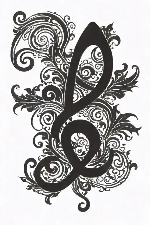 bass clef and the question mark of Philosophy tattoo design idea