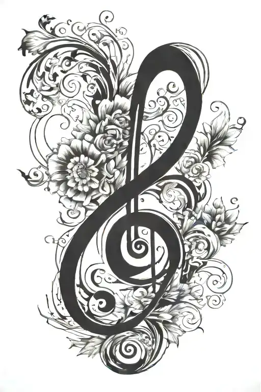 bass clef and the question mark of Philosophy tattoo design idea