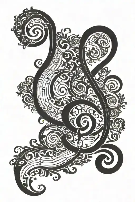 bass clef and question mark of Philosophy tattoo design idea