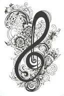 bass clef and the question mark of Philosophy tattoo design idea