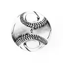 woman's passionate eyes, hand holding baseball that looks like yin and Yang with the seams  tattoo design idea