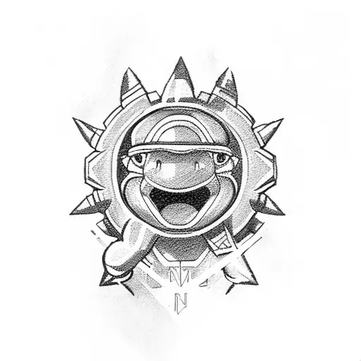 arm sleeve with power rangers ninja turtles super Mario pikachu rick and Morty  tattoo design idea