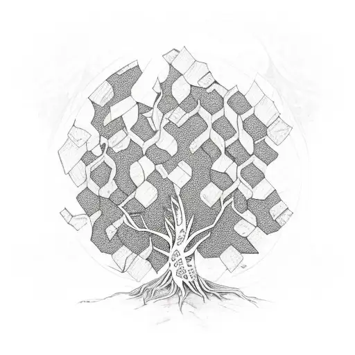 ayahuasca Tree with honeycomb DNA tattoo design idea