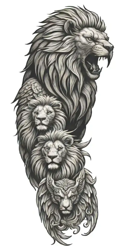 lion and eagle tattoo design idea