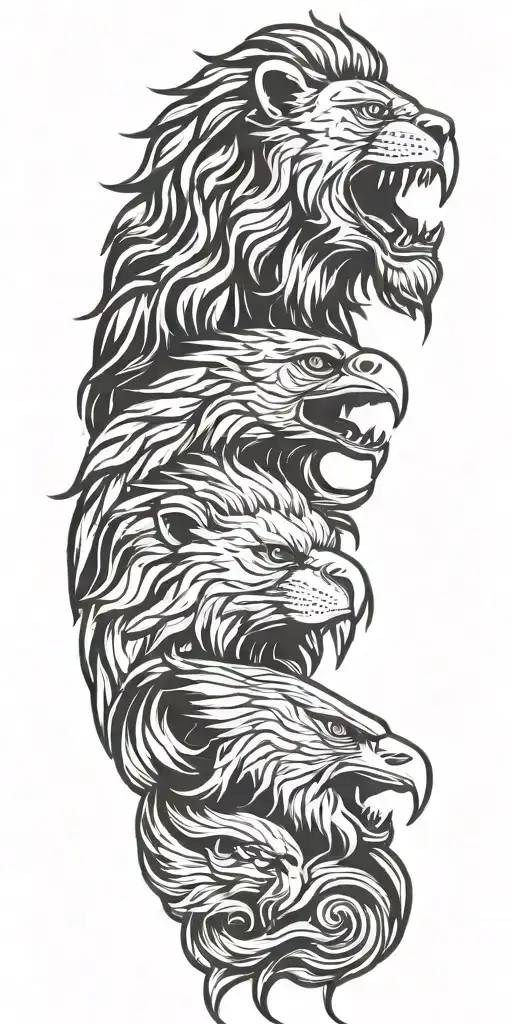 lion and eagle tattoo design idea