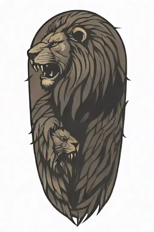  lion and eagle facing opposite sides tattoo design idea