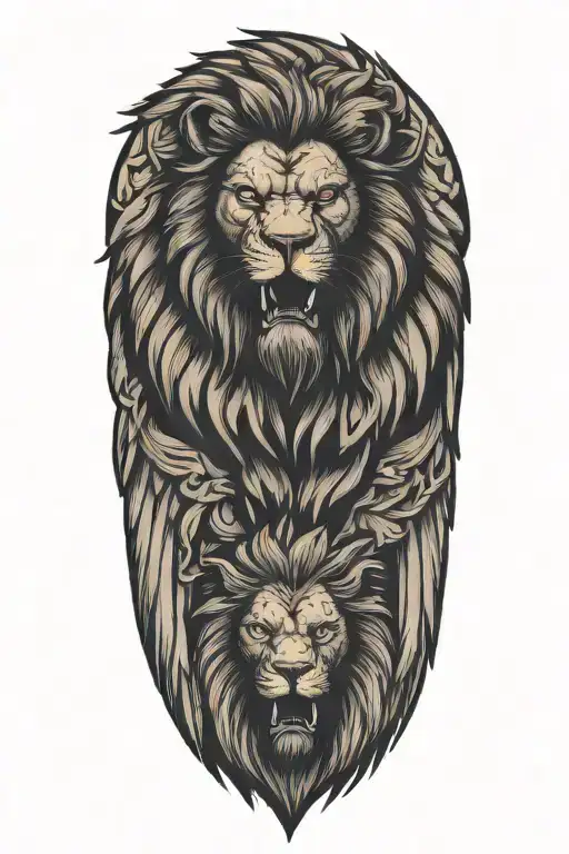  lion and eagle facing opposite sides tattoo design idea