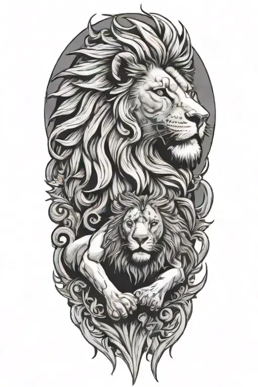 lion and egale tattoo design idea