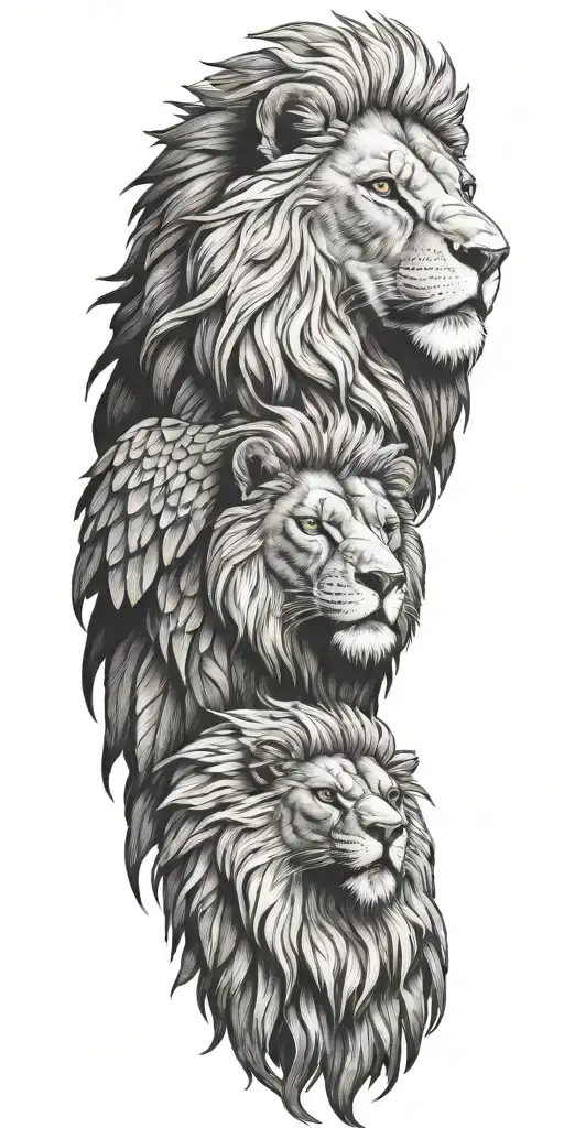 lion and eagle tattoo design idea