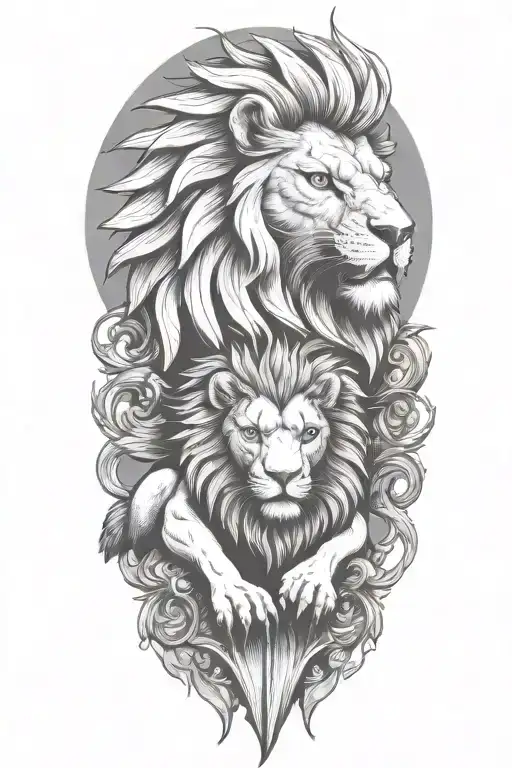  eagle and lion tattoo design idea