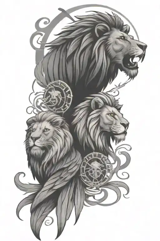 lion and eagle  tattoo design idea