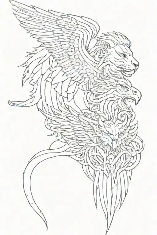 lion and eagle armenian tattoo design idea