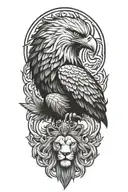 eagle and lion  tattoo design idea